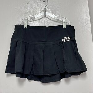 Refuge Black Mini Skirt with Buckle Accent